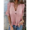 DICFY Women's Fashion Casual Summer Spring V-Neck Short Sleeve Blouses & Shirts