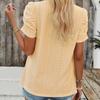 Women's Casual Solid Color Square Neck Hollow Short Sleeved Shirt Top