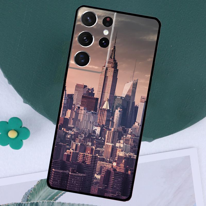 New York City Case For Samsung Galaxy S23 S22 S24 Ultra Note 20 10 S8 S9 S10 Plus S20 FE S21 FE Cover