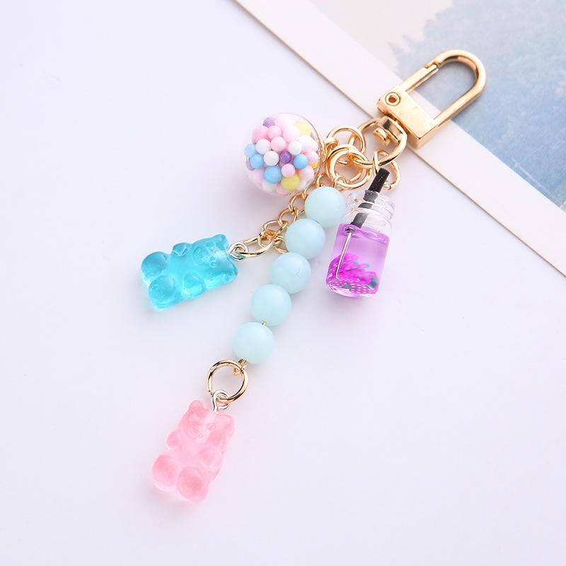 Cute Heart Candy Bear AirPods Case Keychain - Rainbow Colors, Girly Soft Pendant