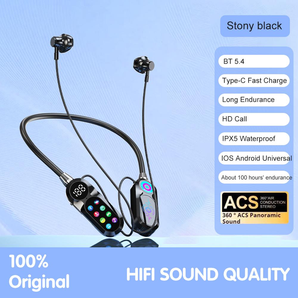 Bluetooth 5.4 Earphones Wireless Headphones Magnetic Sports Neckband Neck-hanging Earbuds HiFi Lossless Sound Headset with Mic