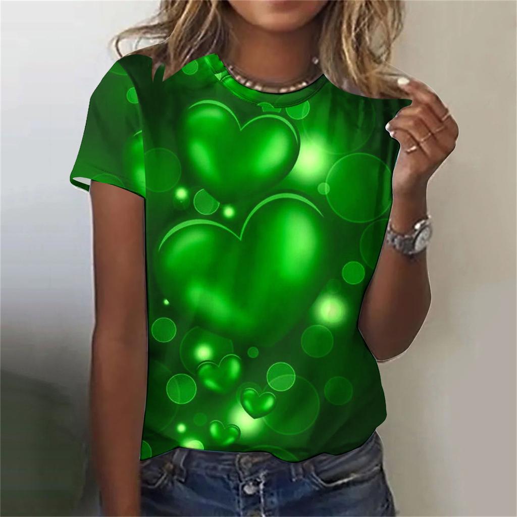 Women's T-shirt 3D Pattern Printed Casual Short Sleeved O-Neck Top Fashionable Street Women's Clothing