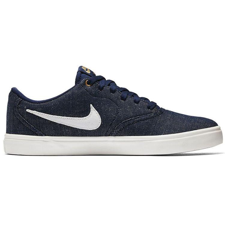 Nike SB Check Solar Canvas Premium Slip Resistant Shock Absorbing Durable Lightweight Low Top Skate Shoes Unisex Skate Shoes Denim-Blue 844493-411