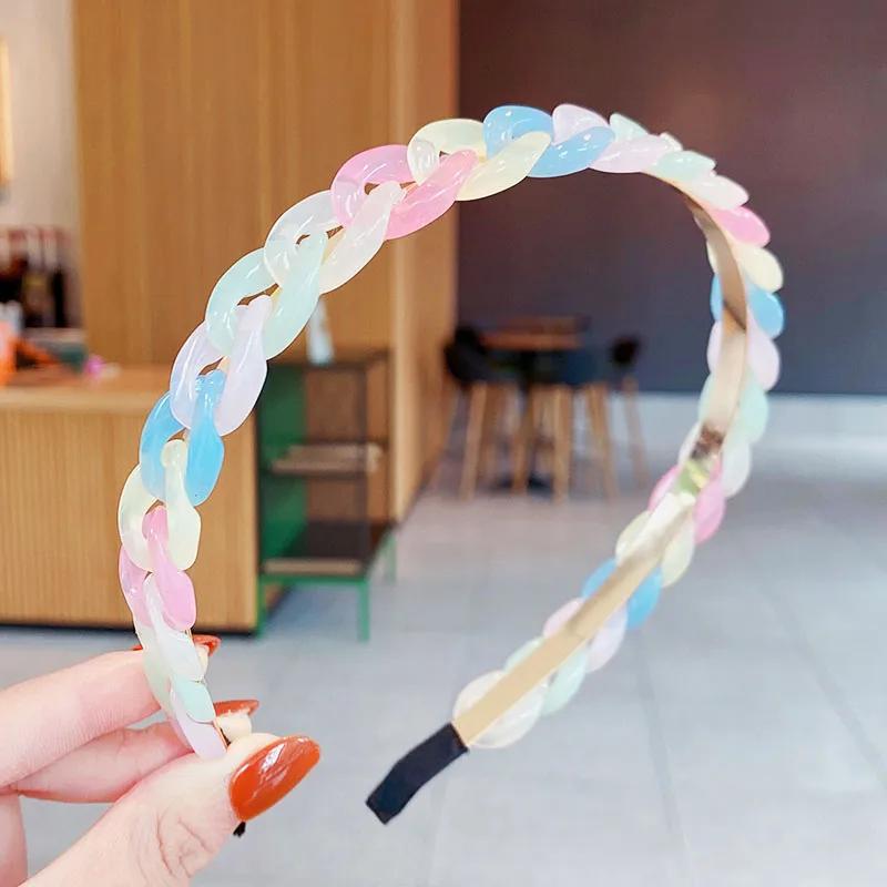 1pc New Women Vintage Gold Silver Chain Hairbands Sweet Hair Decorate Headband Turban Simple Hair Hoops Fashion Hair Accessories