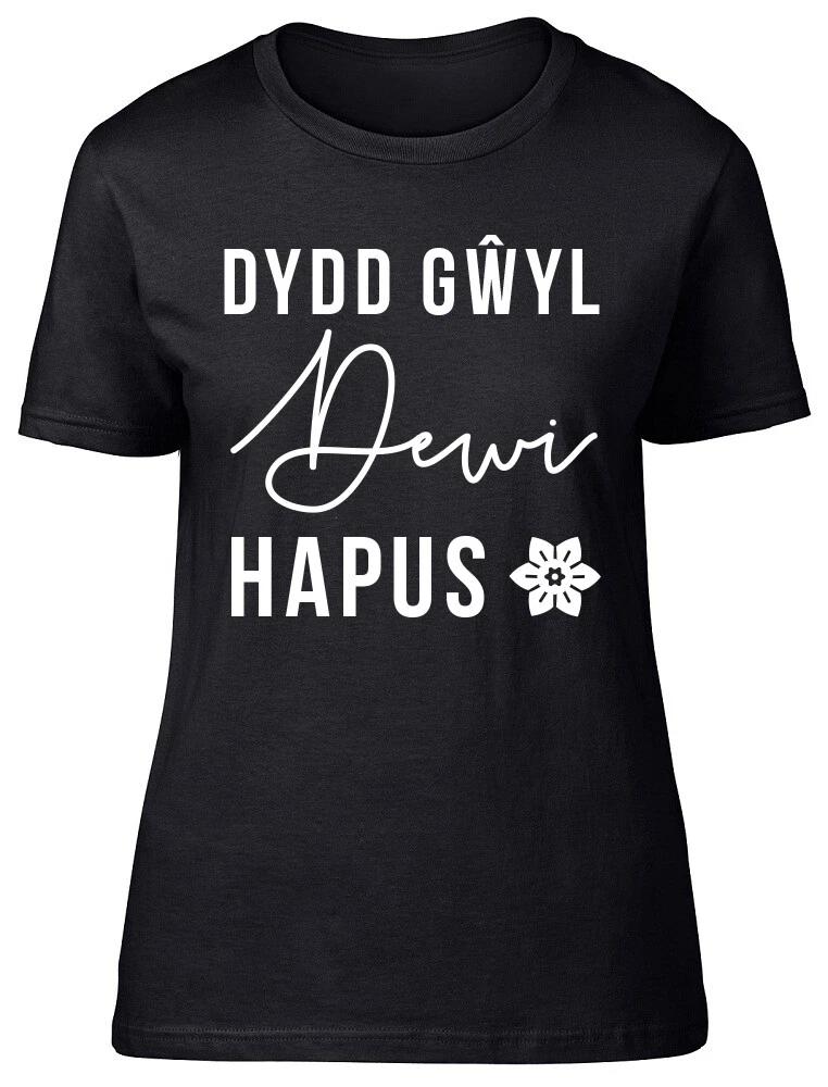 Happy St David s Day in Welsh Fitted Womens Ladies T Shirt XL