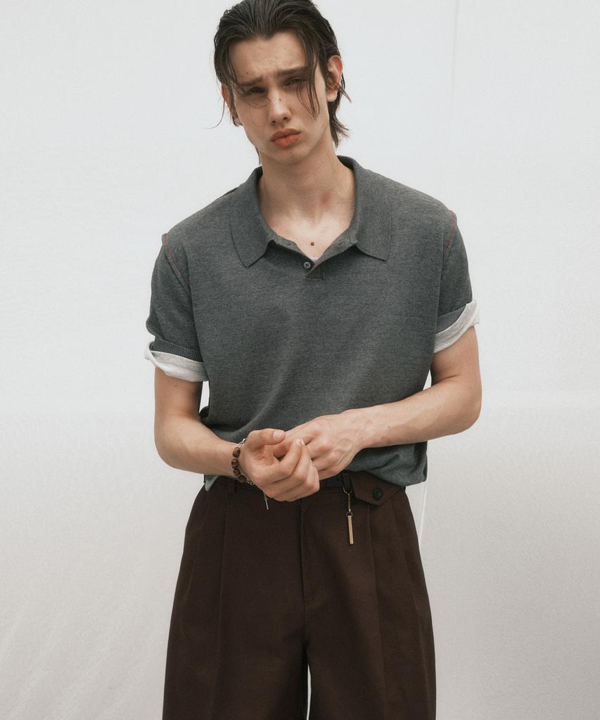 NOIRER Low Cut Polo Knit (Gray)