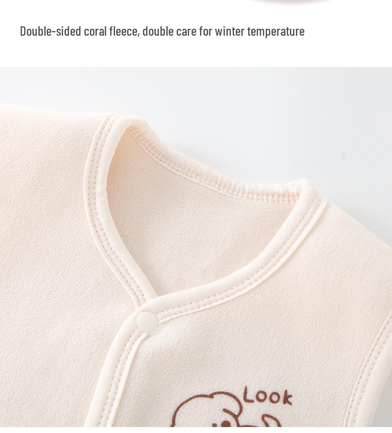 Vestă Coral Fleece Căptușită cu Fleece pentru Bebeluși, Băieți și Fete - Îmbrăcăminte Exterioară Caldă pentru Toamnă/Iarnă