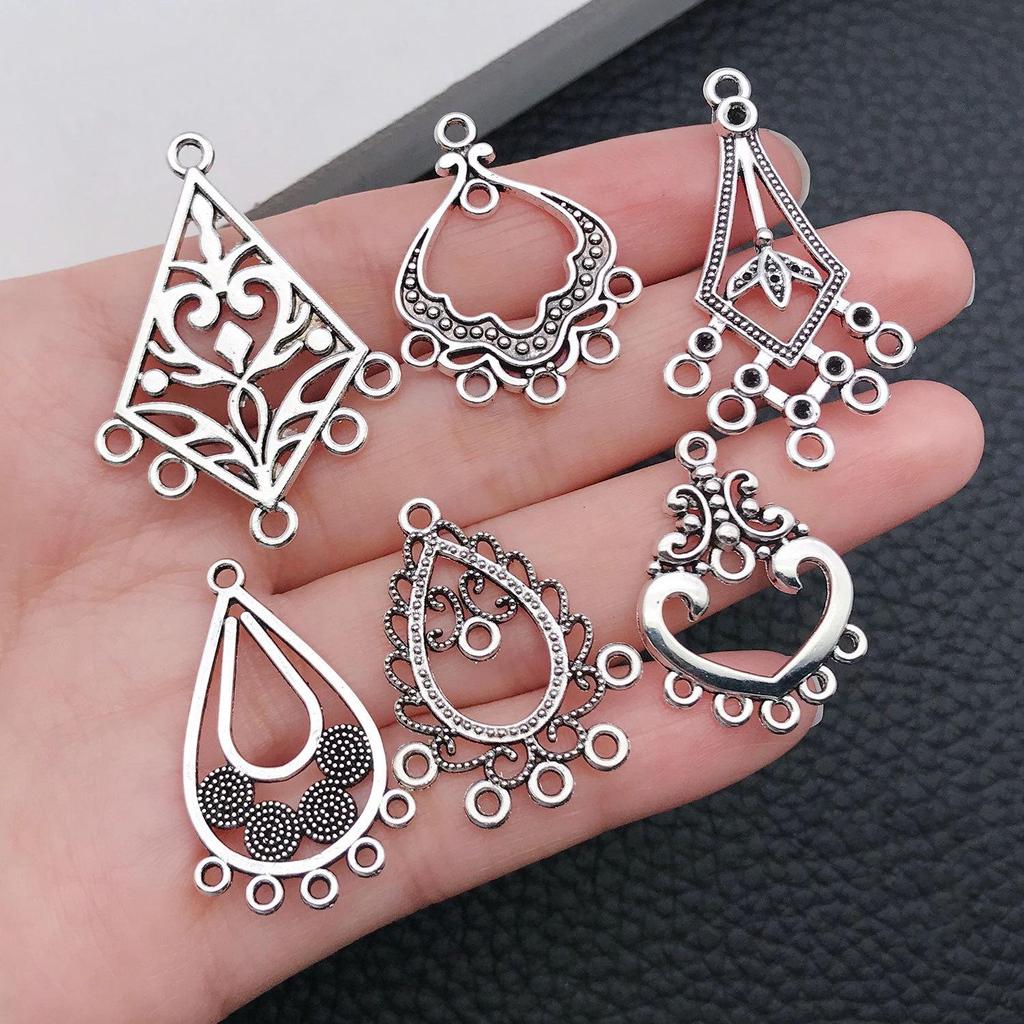Bohemian Water Drop Heart Double Hole Ethnic Earrings Alloy Jewelry