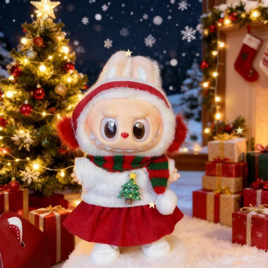 Clothes Only - Suitable for Labubu Baby Clothes, One, Two and Three Generations of Labubu Pendant Dolls Can Wear Christmas Baby Clothes Set