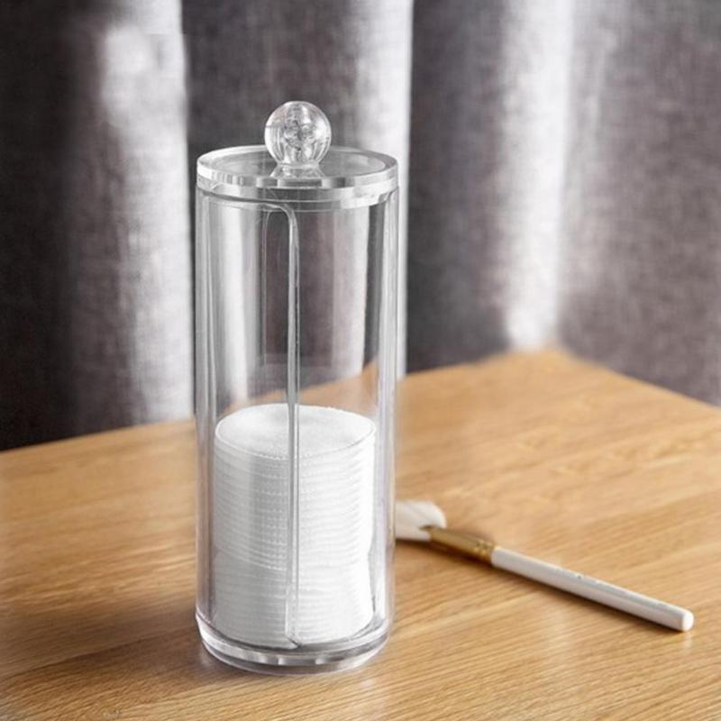 Cutie de depozitare rotundă transparentă din bumbac acrilic Organizator Puff Holder Container