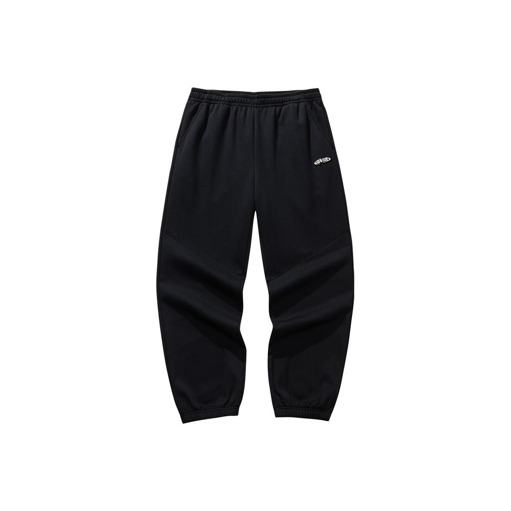 Anta Lifestyle Series Mens Long Pants Winter Sweatpants Knitted Sports Pants Men Bottoms Basic-Black 952548305-3