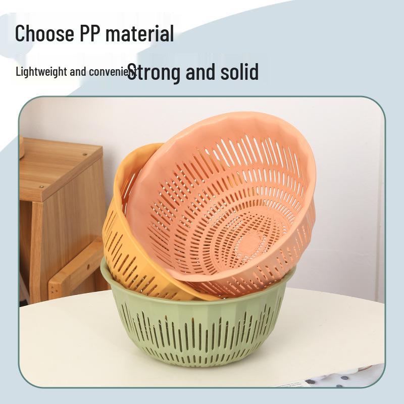 Vegetable Washing Colander: Double-Layer Draining Basket for Kitchen Use