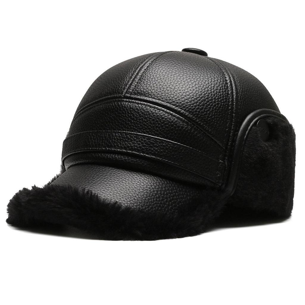 Pu hat male winter father grandfather thermal hat thickened thermal leather hat old man ear protection cap