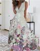 2023 Women's Summer V-Neck High Waist Sleeveless Printed Dress