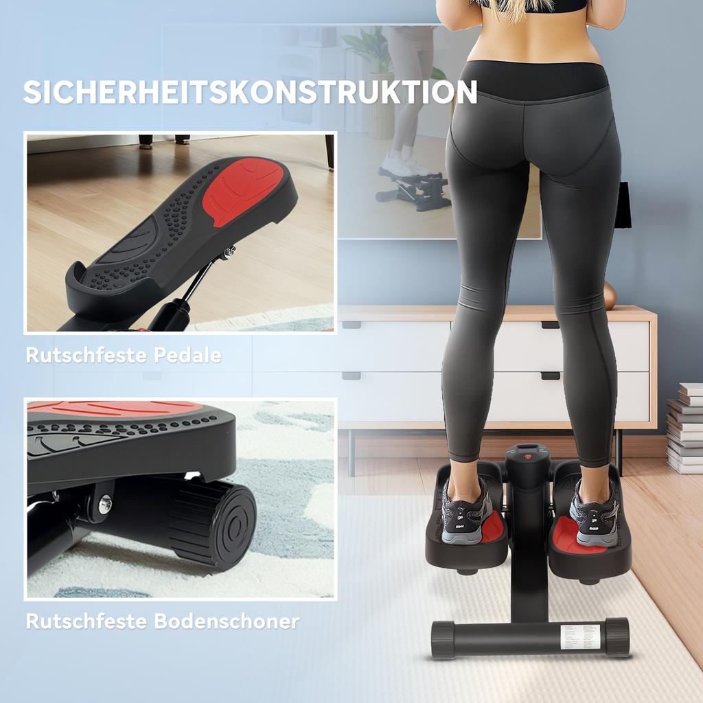 Mini Stepper, Compact Stepper Machine for Workouts, Fitness Stepper with LCD Monitor and Non-Slip Pedals, Black