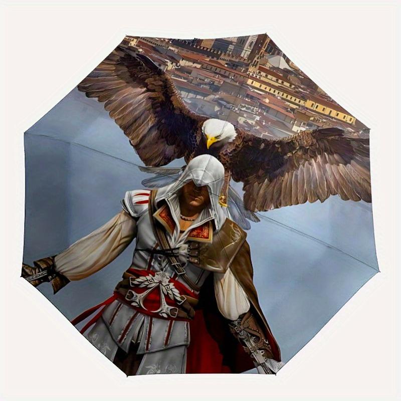 

1pc Assassin s Creed Self-Folding Umbrella, 8-Bone Compact Travel Umbrella, Durable Plastic And Iron Frame110