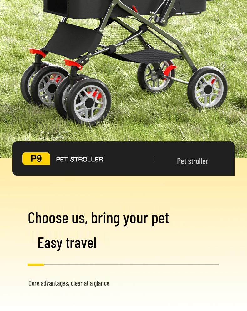Foldable Lightweight Pet Stroller for Small & Medium Dogs and Cats