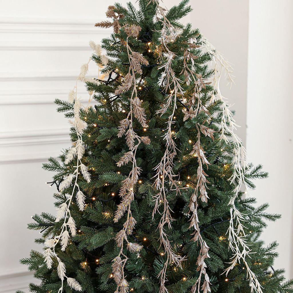Champagne Gold & White Artificial Vine Leaves for Christmas Tree Decoration