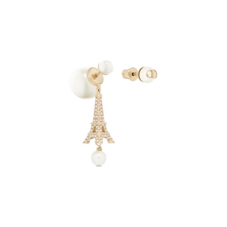 Dior Tribales Cd Logo Eiffel Tower Pendant Metal Earrings Women earrings Gold E2833WOMRS-D301