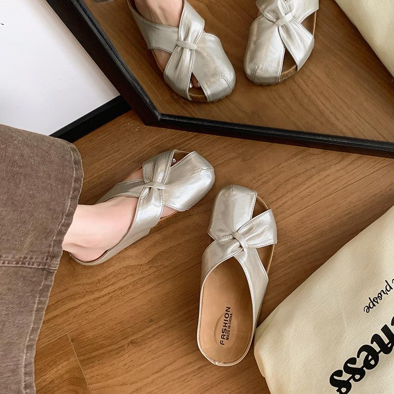 Large Size Women's Shoes 41-43 French Small Fragrant Wind Hollow Bag Head Half Slippers Women's Summer Wear with Skirt Soft-soled Sandals