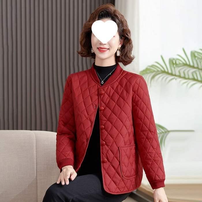 New Year Ankara Red Chinese-Style Cotton Jacket for Middle-Aged Women - Warm, Fashionable, and Stylish