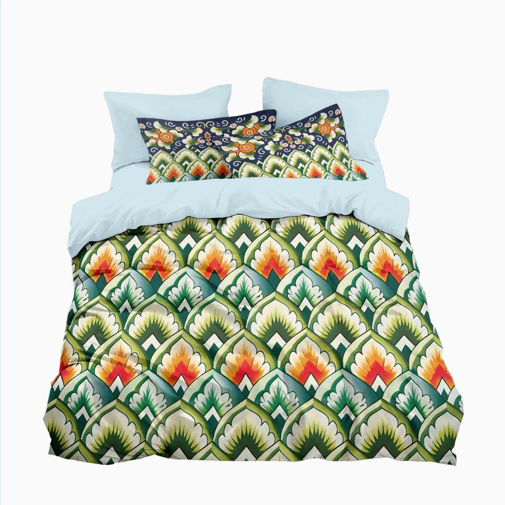 Duvet Cover Set med Keramiskt Kakelmönster - Digitaltryck, 3-delat Sängkläder