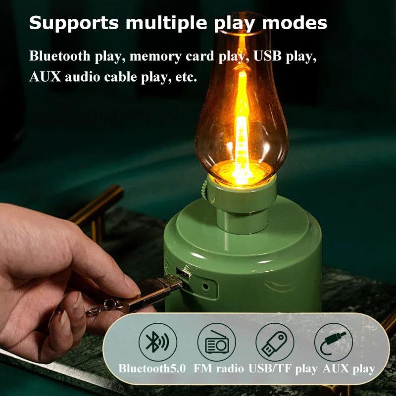 Difuzor Bluetooth 5.0 Radio FM retro Atmosferă vintage Lumină Bas șocant Cutie de sunet Player muzical Suport card TF USB AUX Acasă