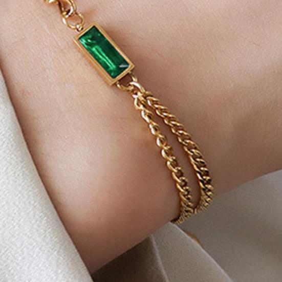 Women Earrings Chained Square Cubic Zirconia Jewelry Vintage Electroplating Necklace Earrings Bracelet for T Show Gown