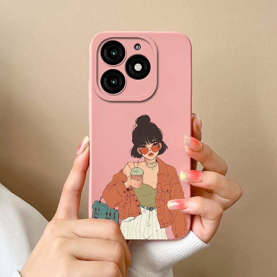 For Tecno Itel A70 Phone Case Cool Girl Cartoons Pattern Liquid Silicone Shell For ItelA70 A 70 High-quality New Design Fundas