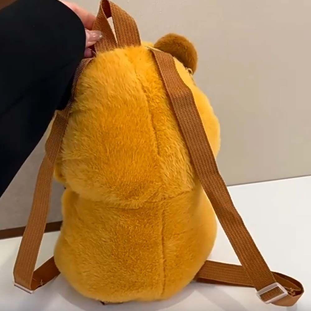 Soft Capybara Plush Backpack Cute Cartoon Daypack Thickened Brown Doll Bag Kids