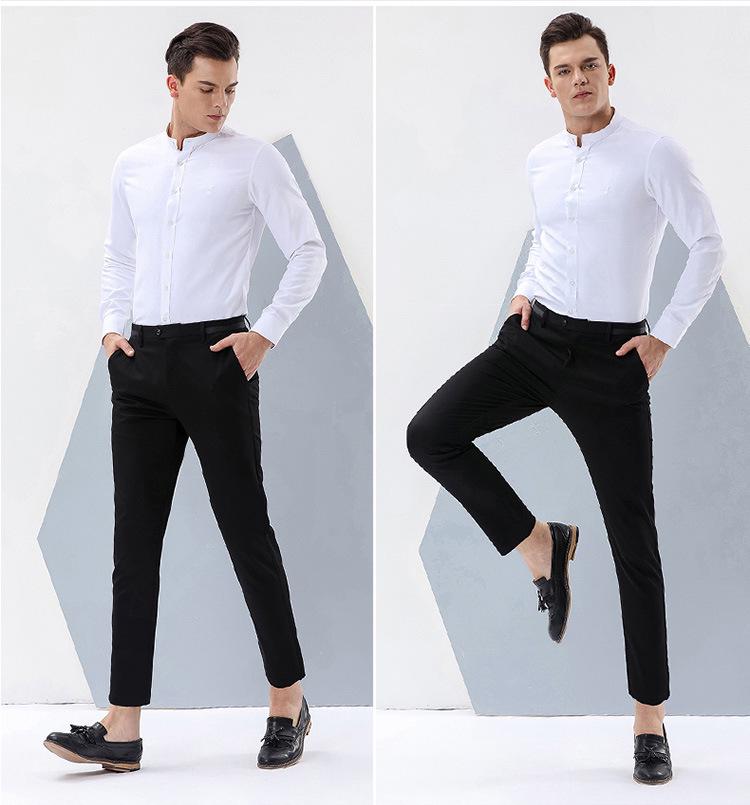 Men's Korean Style Slim Fit Casual Nine-Point Straight Leg Dress Pants