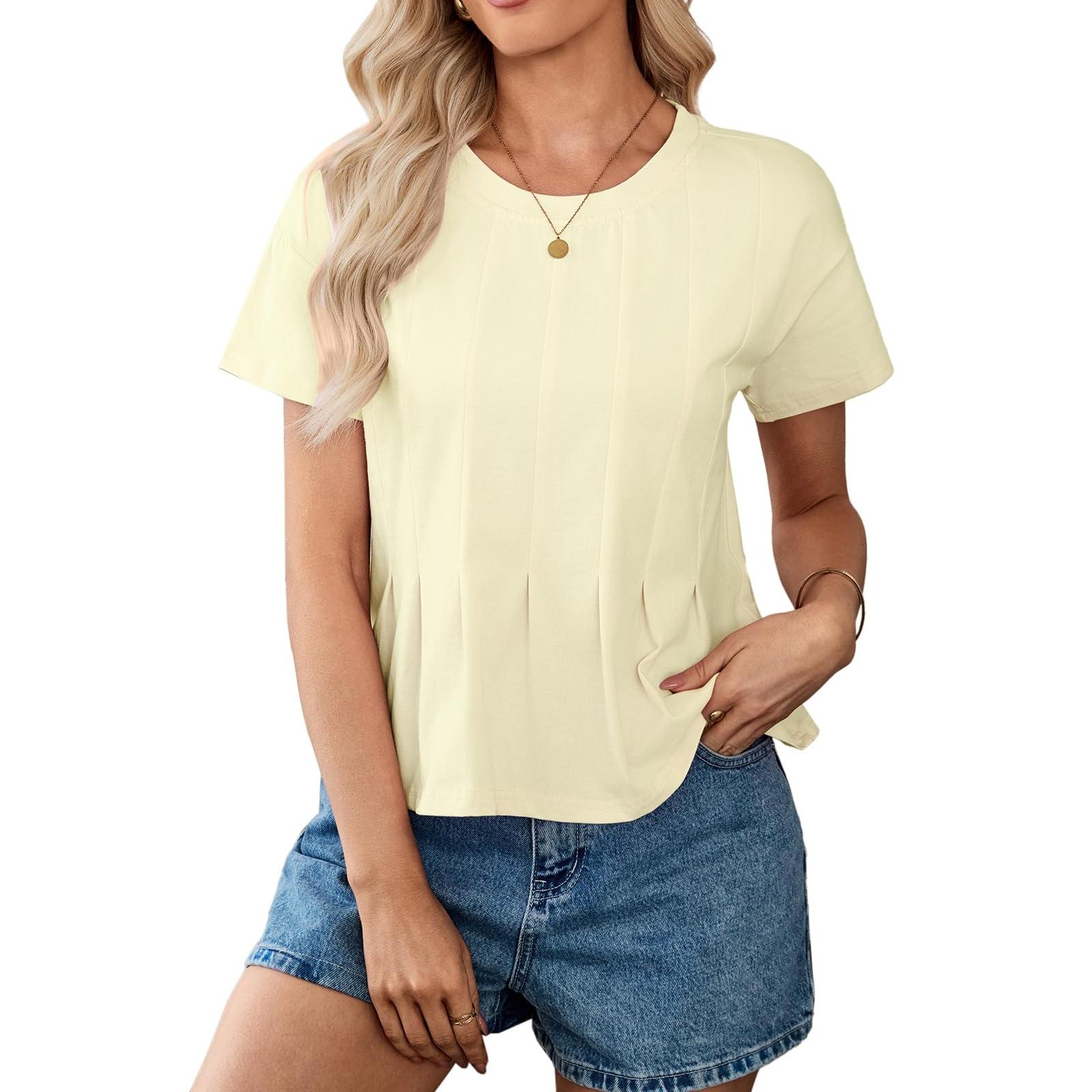 

Women s Fashion Oversized Round Neck Short Sleeve T-Shirt Top XL жовтий