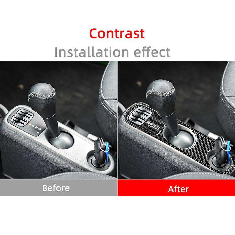 Carbon Fiber Gear Shift Panel Decoration Patch Car Stickers For Mercedes Smart 451 Fortwo Inteior Accessories