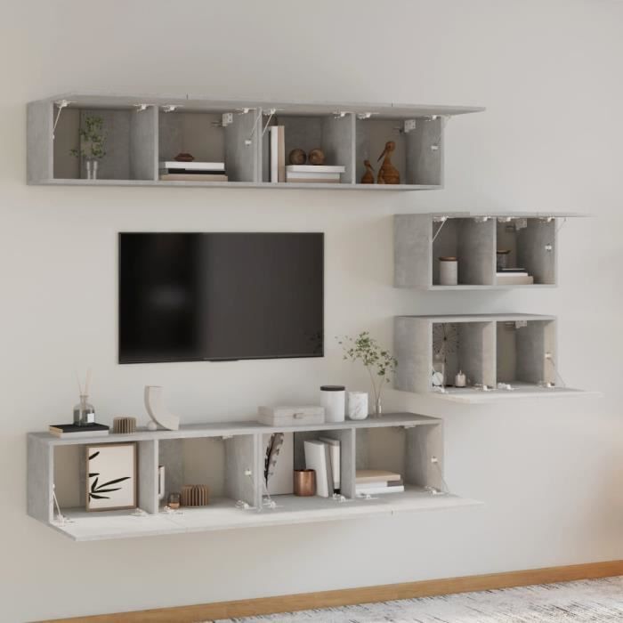 VidaXL TV Unit Set 6 Pcs Concrete Grey Engineered Wood 3114601