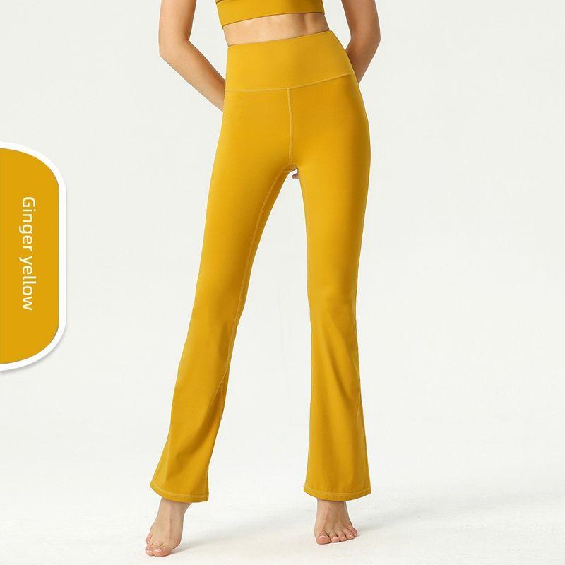 

2025 Casual Slimming Exercise Fitness Bell Bottom Pants Horn Pants in Yellow L/size 6
