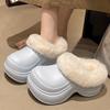 Fashion 2025 New Waterproof Indoor Street Wedges Slippers For Woman Winter Fluffy Shoes Warm Faux Fur Soft EVA Female Platform Slipper