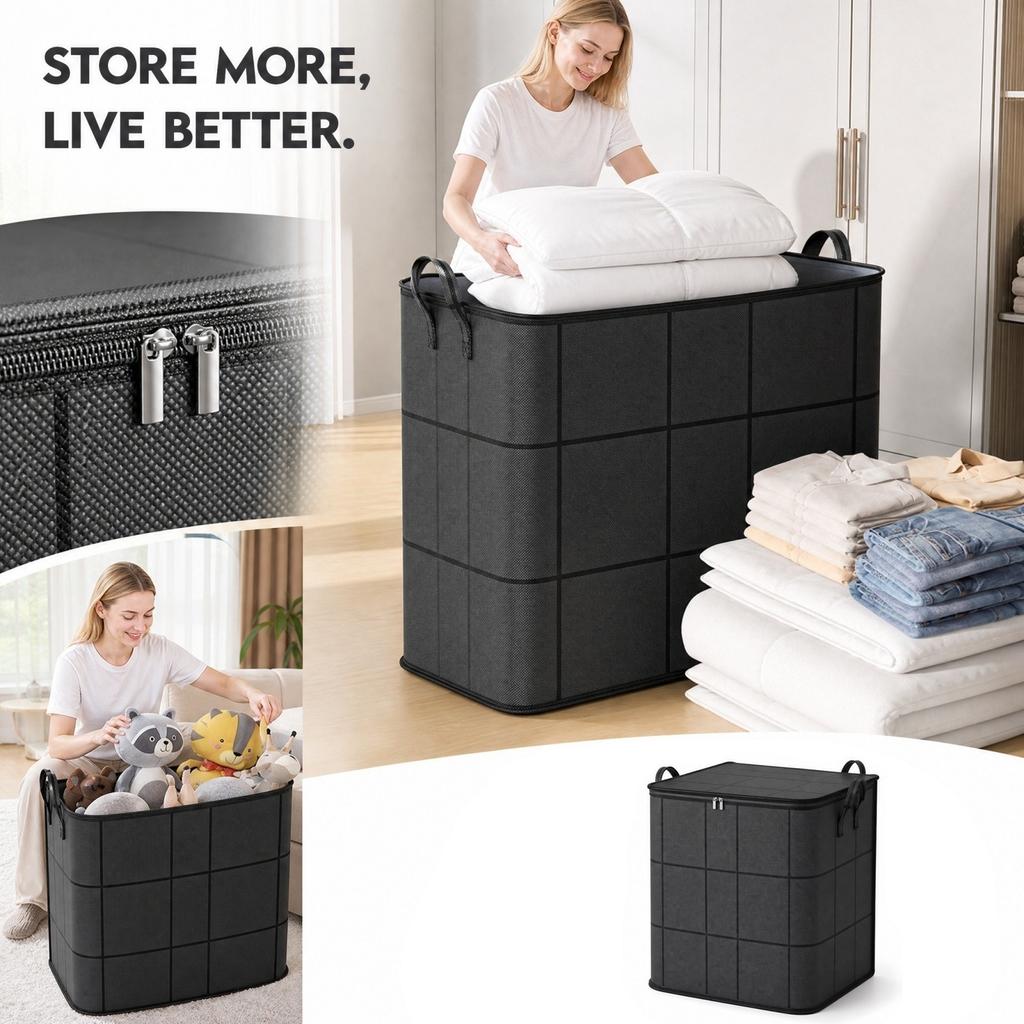 Large Window Quilt Storage Bag with Handles for Comforters, Blankets and Bedding - Clear Design for Easy Viewing
