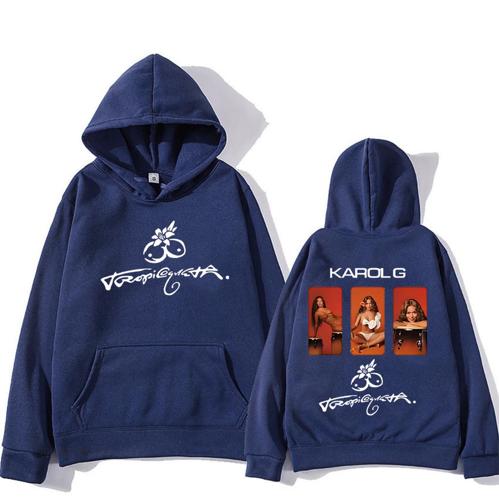 Karol G Tropicoqueta Pop Fashion Graphics Hoodie Men Women Harajuku Top Long Sleeve Fleece Sweatshirt Hip Hop Oversized Pullover