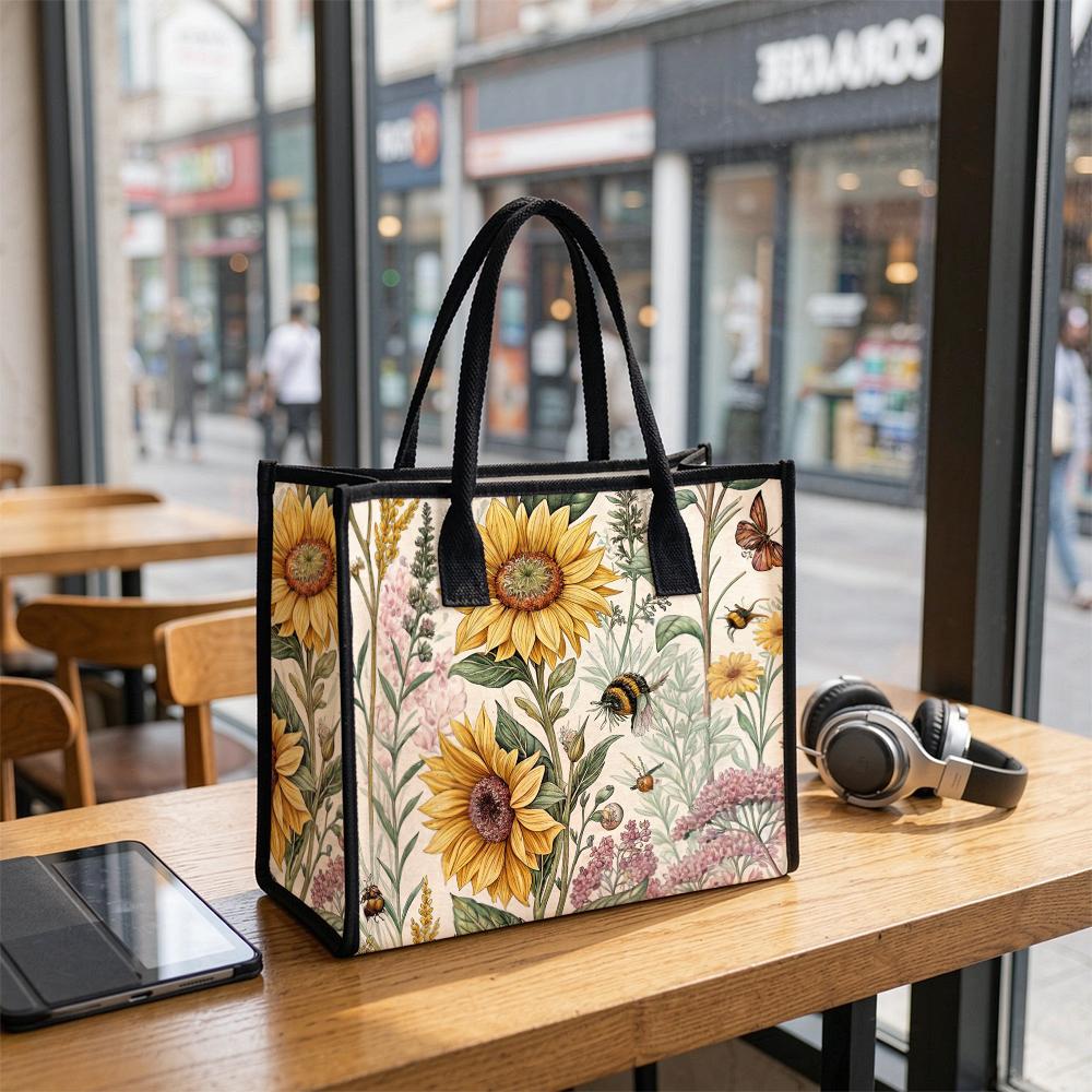 Sunflower Bee Pattern Casual Tote