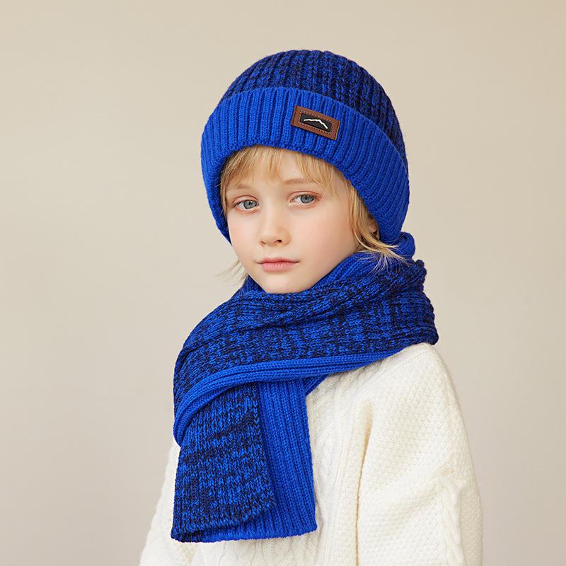 Children's Hat Scarf Gloves Three-piece Winter Boys Outdoor Warm Fleece Knitted Wool Hat
