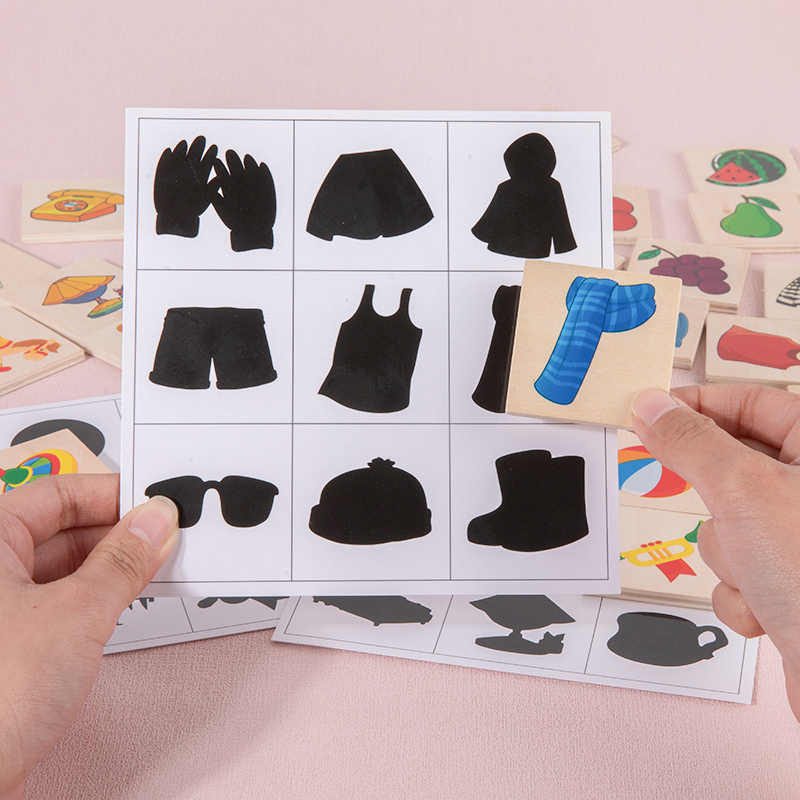 Montessori Early Childhood Teaching Aids Shadow Shape Matching Wooden Puzzles Focus Training Puzzle Toys