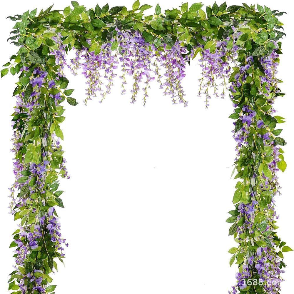 

Lush 70.8 Artificial Wisteria Flowers Garland Outdoor Wedding Garden Arch Decor Hanging Flower Garland Party Fake Flower