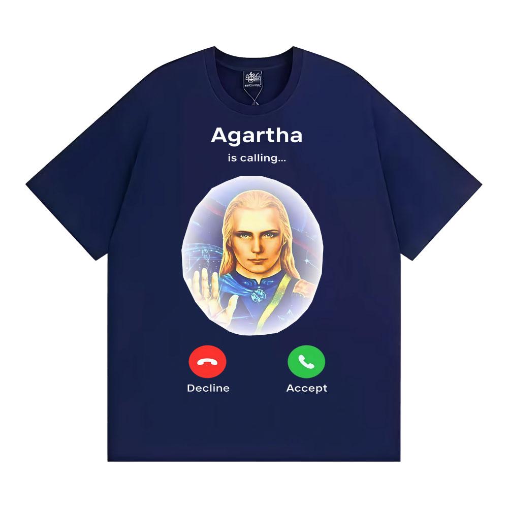 Agartha The Land Down Under Meme Grafik T-Shirts Herren Damen Hip Hop Gothic T-Shirt Komfort Oversized Rundhals T-Shirt Streetwear