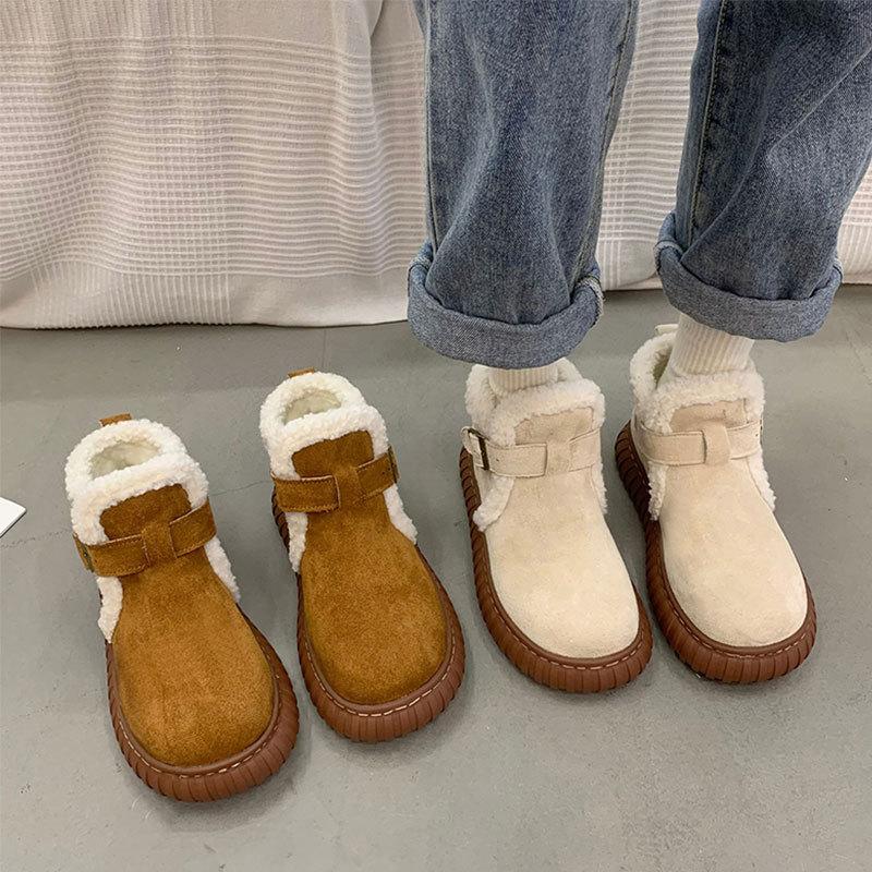 Fleece, thickened and ugly, cute non-slip bread cotton shoes, tide winter 2025 new Northeast thick-soled snow boots women's models