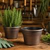 Lightweight Durable Plant Holders Retro Flower Pot with Saucer, Bronze Finish Drainage Holes, Decorative Pots for Balcony Breathable Thickened Plastic