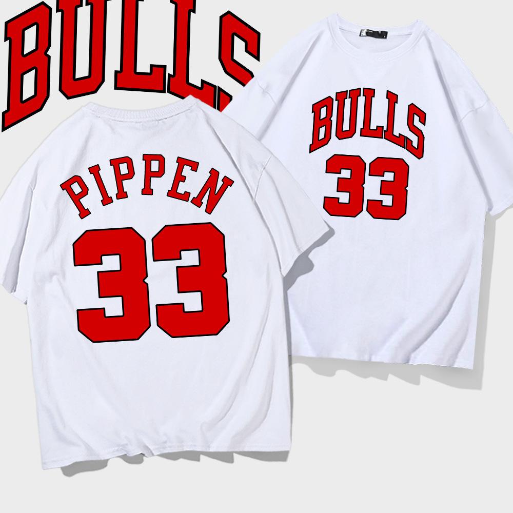 Pippen Nein. 33 kurzärmeliges T-Shirt für Herren Sommer junge Schüler trendig Basketball Sport locker Halbarm