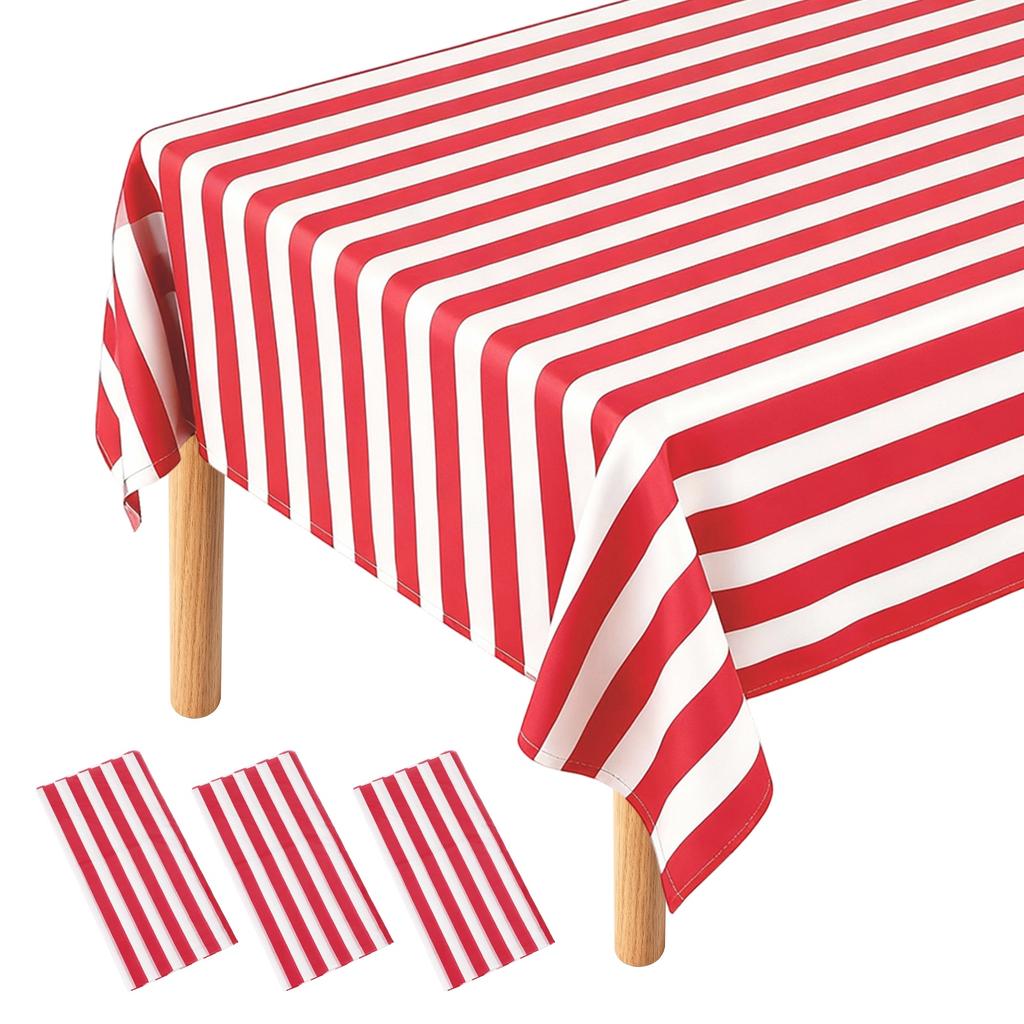 3Packs Striped Table Cloths 54 x 108 Inches Rectangle Plastic Tablecloth Waterproof Table Cover for Dining Birthday Party Picnic
