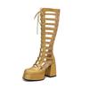 Plus Size Platform Ultra-High Thick Heel Hollowed Out Cross Tie Roman Style Women's Sandals Zippered Back Fashion Sandals