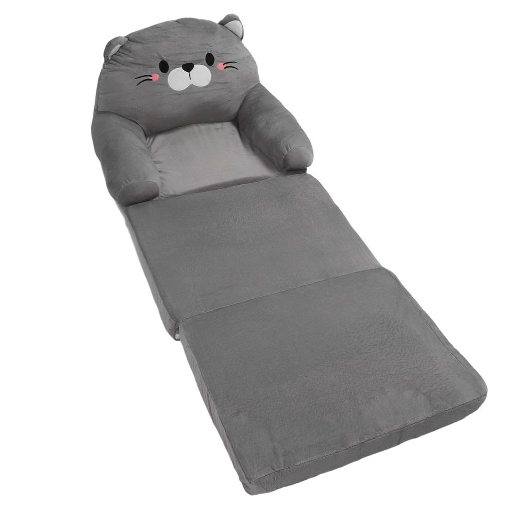 Kids Couch Toddler Chair Plush Cute Cat Fold Out Floor Seating Cushion Armrest Sofa Bed for Napping