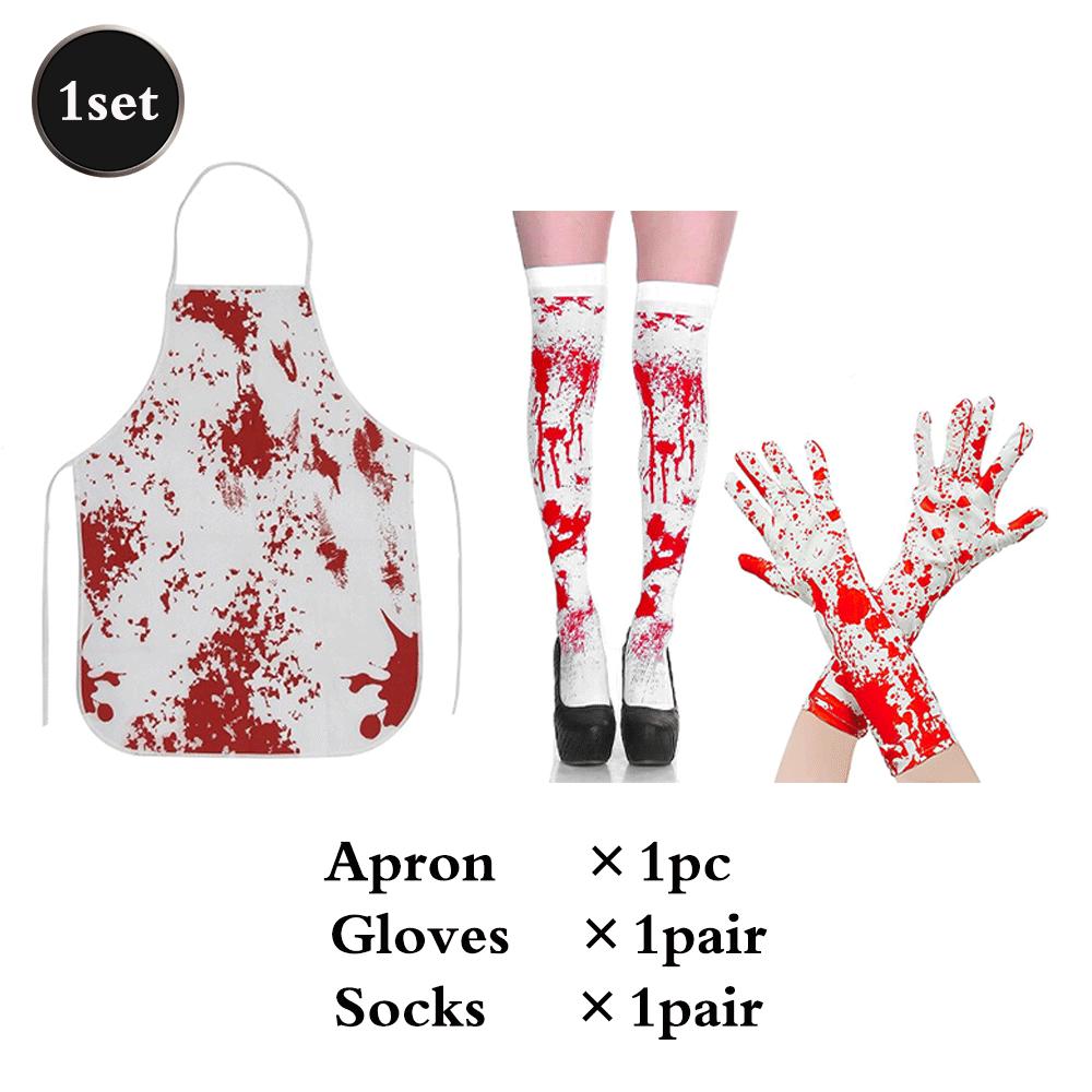 Halloween Bloody Decorate Banner Fake Blood Apron Gloves Socks Set Haunted House Zombie Cosplay Costume Party Decor Props Suppli